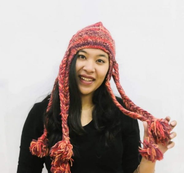 Red Octopus with Pom Pom Woolen cap