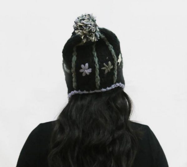 Goth Woolen Cap with Pom Pom