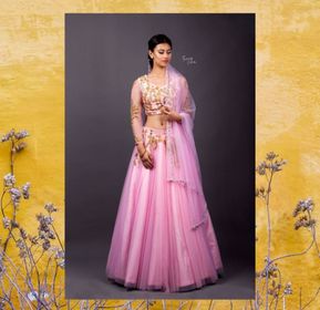 Queen Pink Gold Embroidered Lehenga and Choli