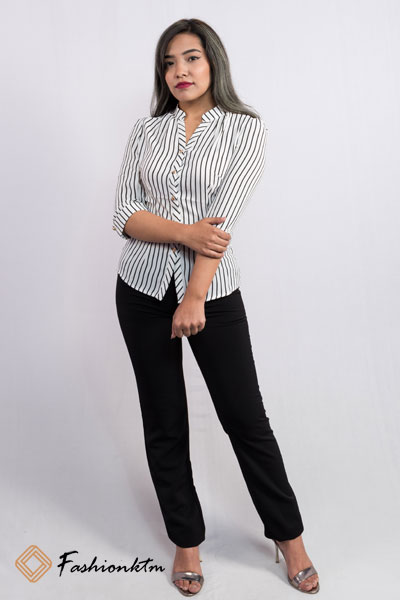Round Split Striped Shirt - Fashionktm