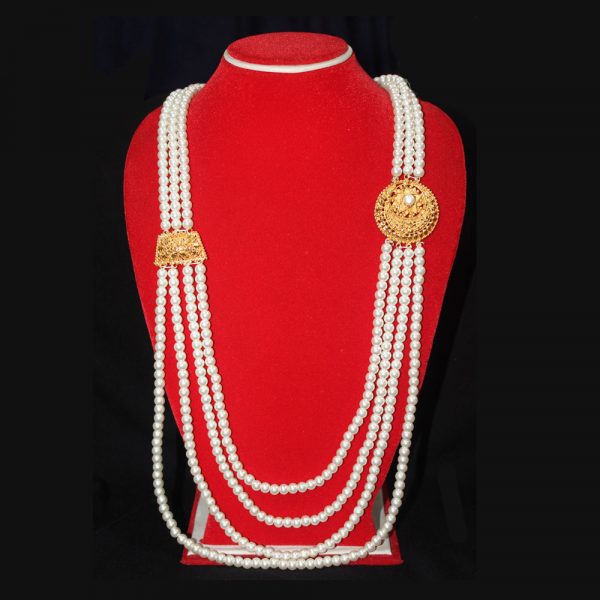 Beautiful long Pearl with plated gold Chakra set