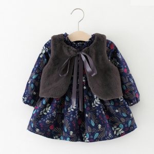 Thick Winter Dress With Vest For Baby Girls