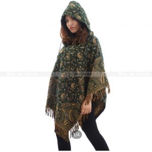 Woolen Hooded Poncho For Women