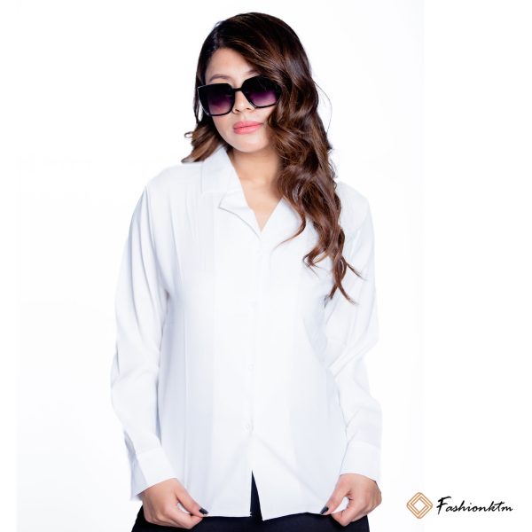 Women White Solid Sustainable Professional Shirt